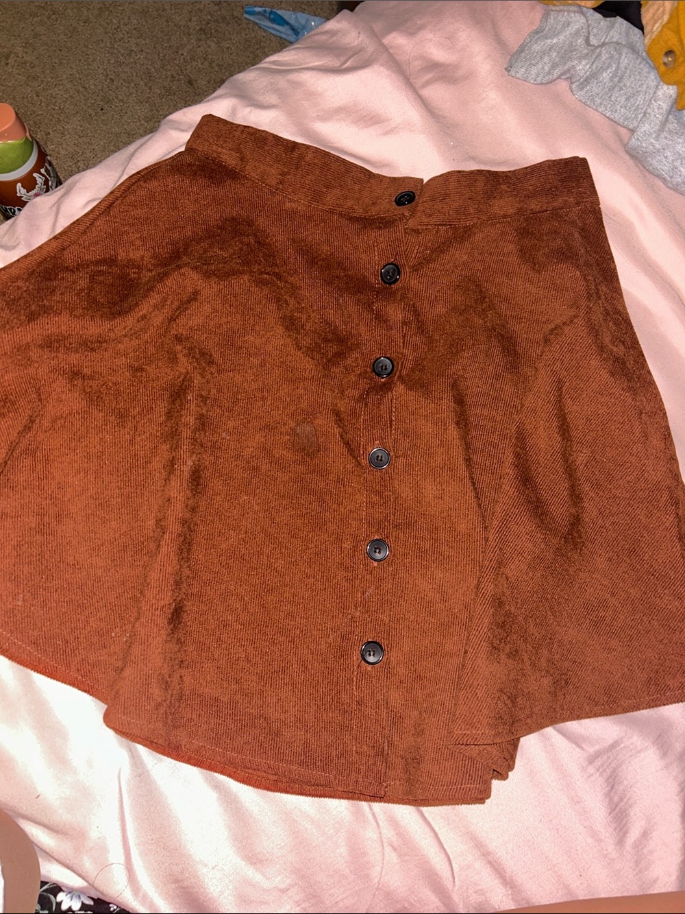 Button-Front Rust Brown Skirt